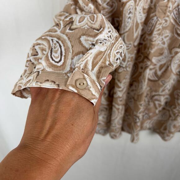 Appleseed's Petities Womens Top XL Beige‎ Paisley Floral Boho Coastal Blouse - Picture 10 of 10